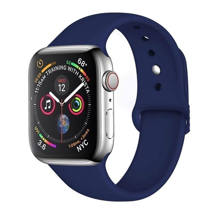 Bracelet pour Apple Watch en Silicone Bleu Pour Toutes les Séries 42/44/45/49 MM