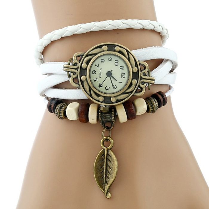 Montre femme cuir blanc vintage