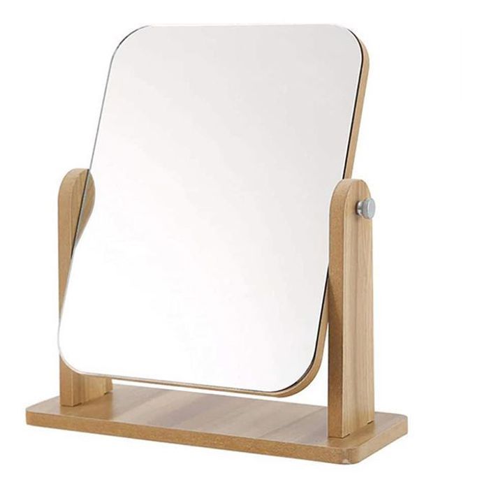 Miroir de Maquillage Rotatif avec Support en Bois Miroir de Table Rectangulaire 105