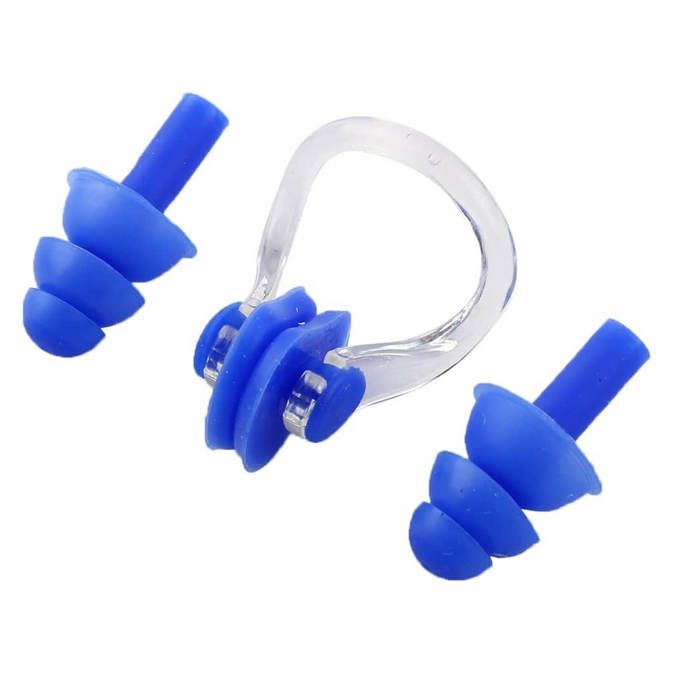 ensemble de bouchons d'oreilles + pince nez souples de natation Sport plage surf