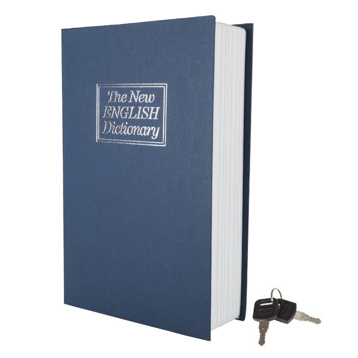 Diversion Coffre-fort en métal avec serrure et 2 clés – Nouveau dictionnaire anglais portable en faux livre, coffre-fort pour espèce