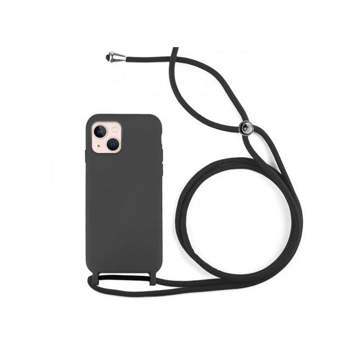 Coque Cordon pour iPhone 12,iPhone 12 Pro  Semi-rigide Lanière Tour du Cou 80cm (noire)