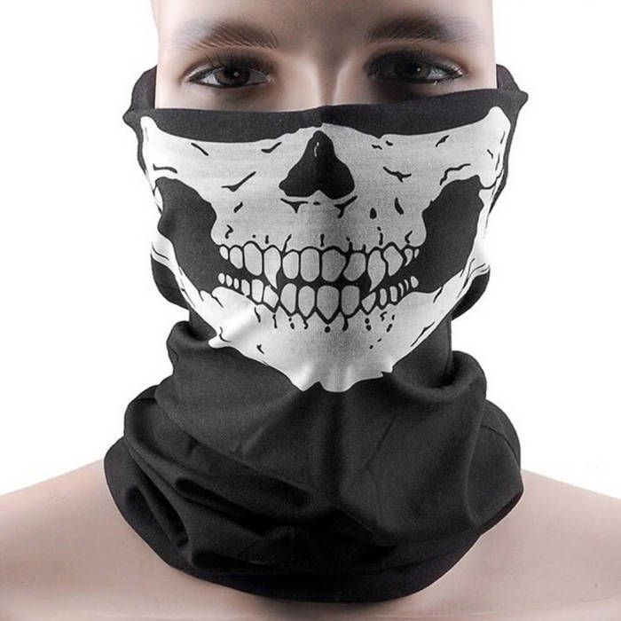 Masque Cagoule Écharpe Crâne - Noir - 100% Polyester - 25X50 cm - 35g