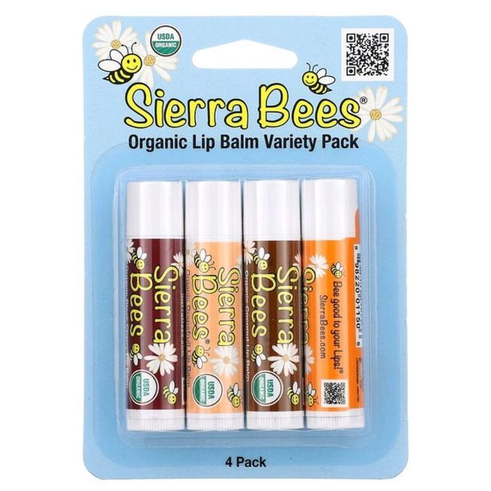 Sierra Bees Assortiment de baumes à lèvres biologiques, 4 pièces, 4,25 g chacun