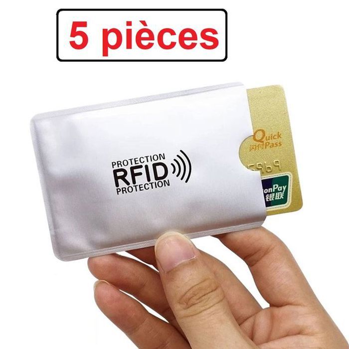 5 pochettes Rfid Electronique Protection Carte Bancaire Anti Piratage