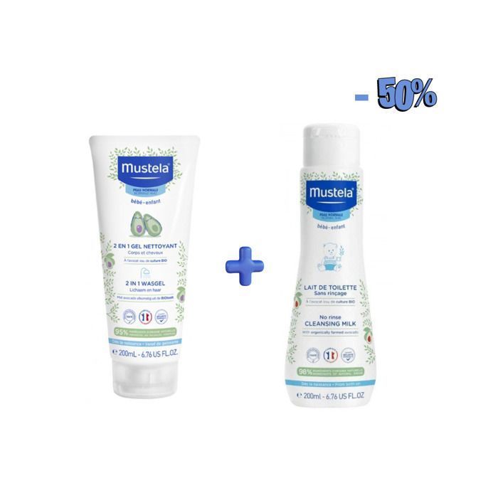 Mustela duo pack " 2en 200ml+lait de toilette 200ml -50%"