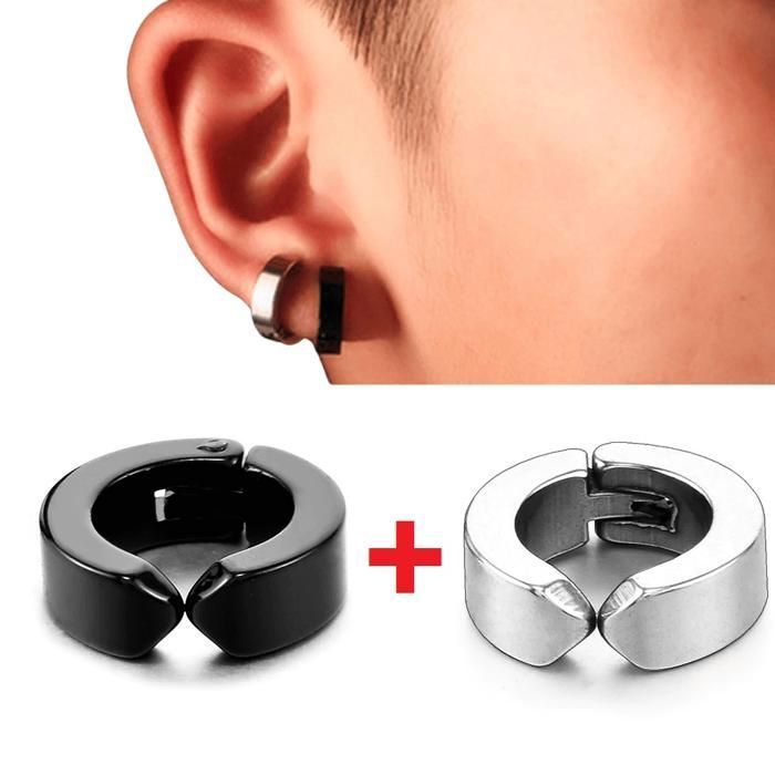 pack de 2 boucles d'oreilles faux piercing pour hommes femmes
