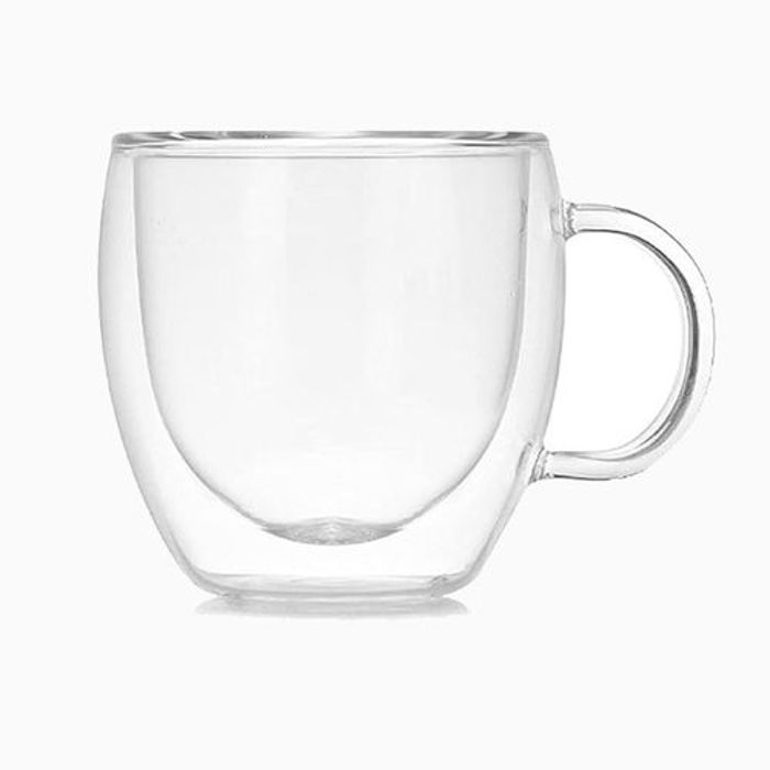 2 Tasse en verre à double paroi avec poignée, tasse à thé et à café