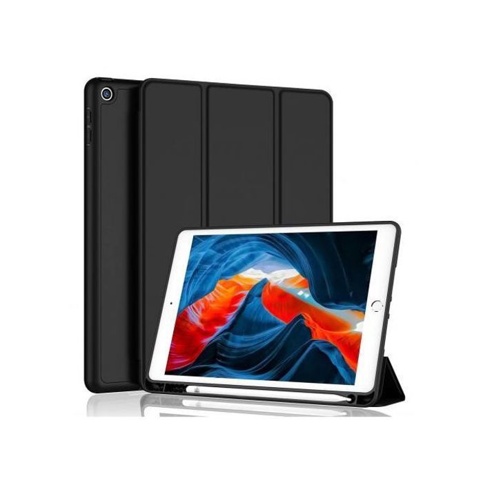apokin Coque pour iPad 5 9,7 / iPad 6 9,7 Tpu Smart Cse avec Porte-Stylo (noir)