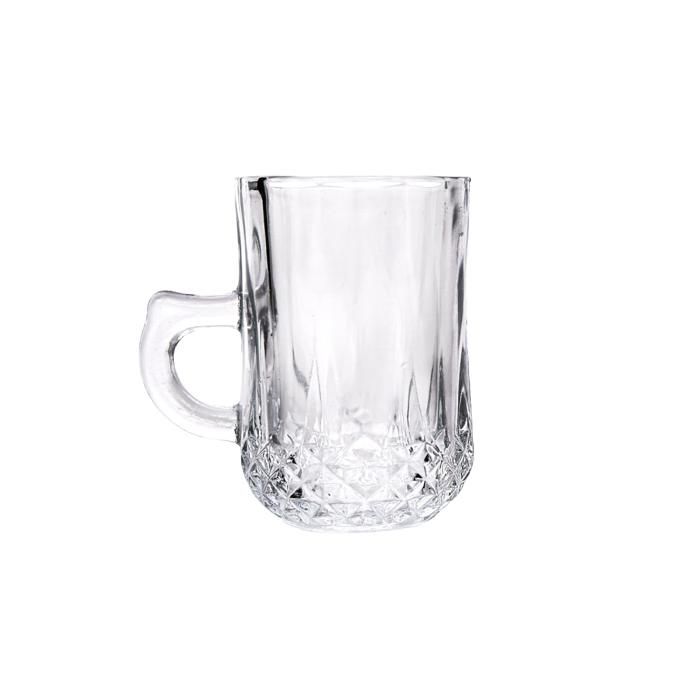 6 TASSES EN VERRE  90 CL AVEC POIGNÉE