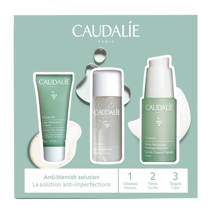 Coffret Anti-Imperfections - Caudalie - Vinopure - Sérum 30ml - Gelée Nettoyante 30ml - Lotion 50ml