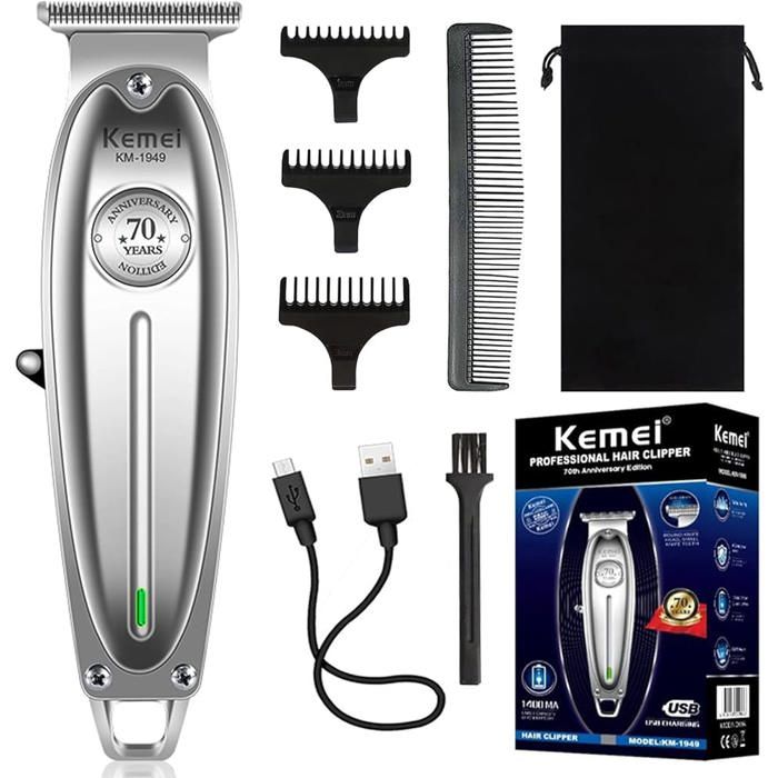 Kemei Km 1949 – Tondeuse à Cheveux professionnel en métal sans fil.