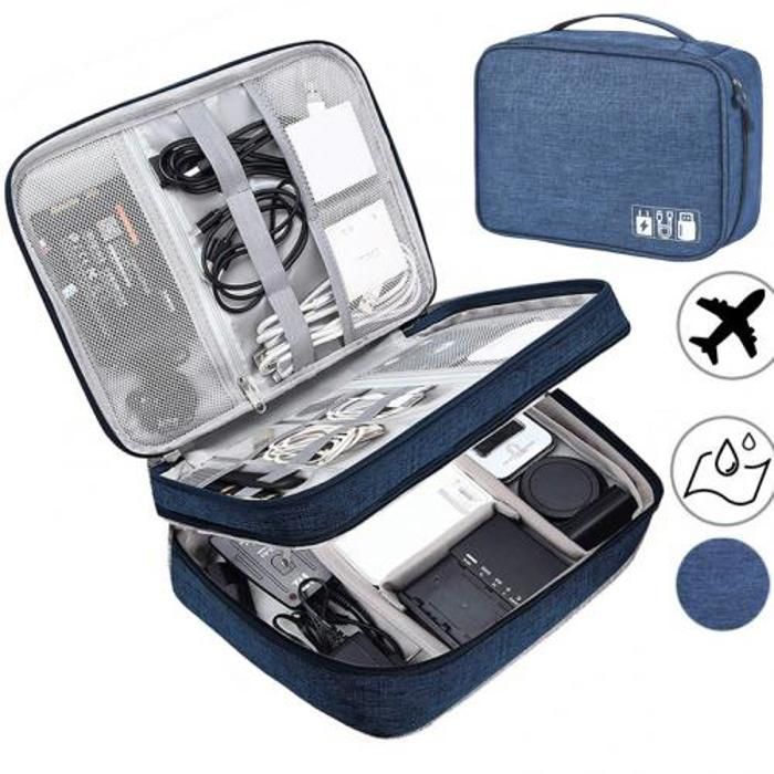 Sac de rangement Portable de Accessoire électroniques étanche Double Couche et Multi poches