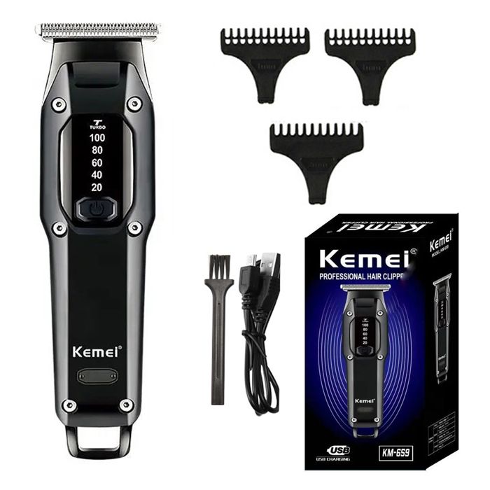 Kemei tondeuse à cheveux électrique tondeuse à cheveux professionnelle rechargeable 2 vitesses kit de coupe de cheveux sans fil avec