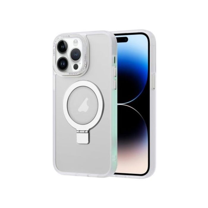 Coque pour iPhone 15 Pro Max compatible avec chargeur MagSafe Support magnétique (blanc mat)