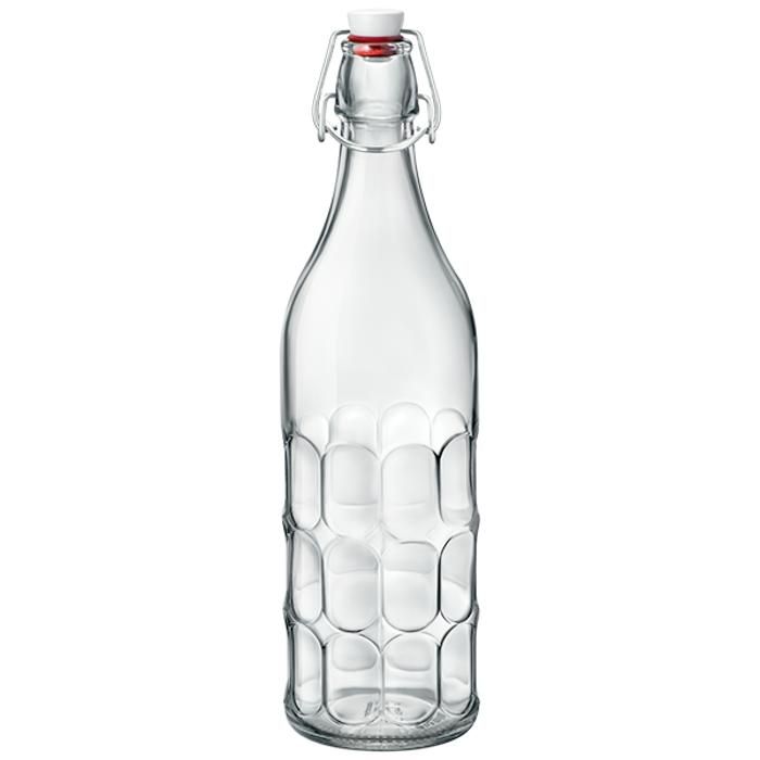 BOUTEILLE D’EAU EN VERRE AVEC COUVERCLE À CLIP EN PLASTIQUE et joint en silicone 1000 ml