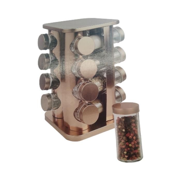 Ensemble de 16 pots d épices en verre