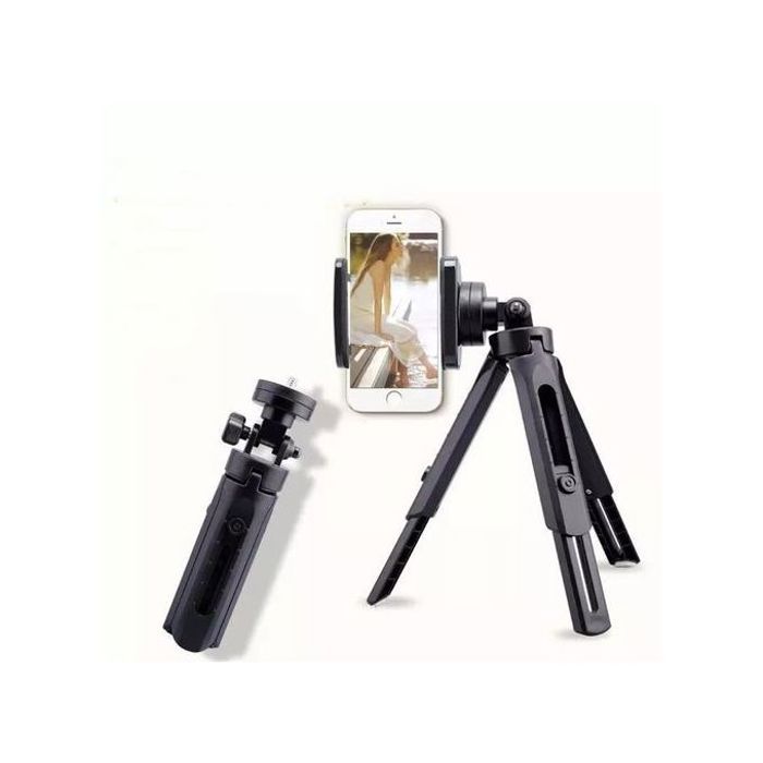 Mini Scalable Desktop Telescopic Tripod Support Phone Stand Holder - Black