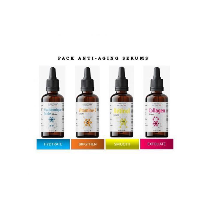 PACK Sérum - Sérum Acide Hyaluronique+Sérum Vitamine C+Rétinol+collagen