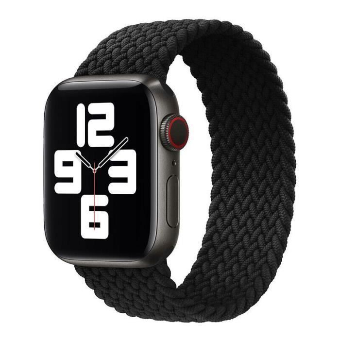 Bracelet compatible Apple Watch Boucle Unique Tressé Noir 42/44 mm