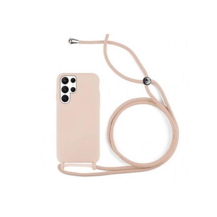 Coque Cordon Pour Samsung Galaxy S24 Ultra ,Cover Rigide Ultra Fin,Léger Avec Collier (Rose)