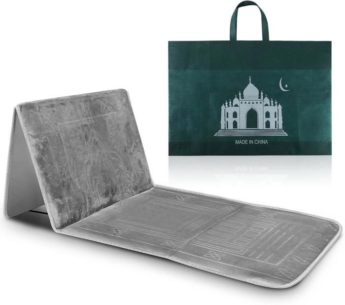 Tapis de prière musulman pliable Gris