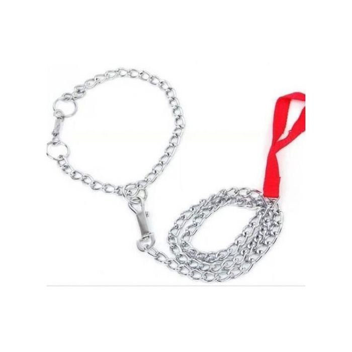 Laisse chaîne pour chien en acier chromé AVEC son collier étrangleur POUR CHIEN