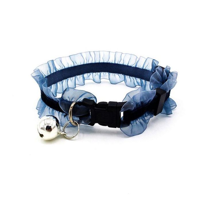 Collier à cloche pour chat en dentelle - bleu