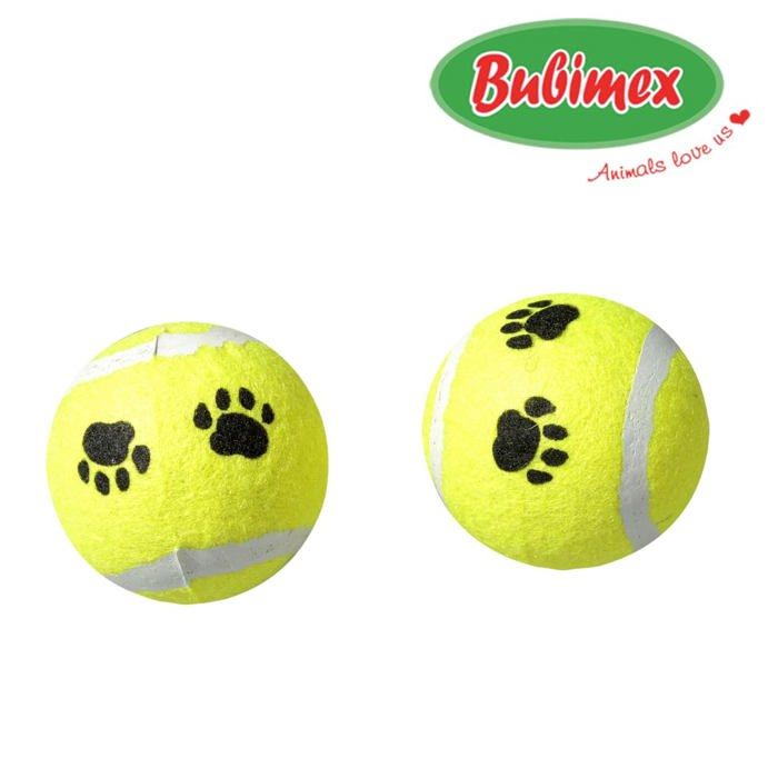 Balle - frisbee Bubimex - 449 - Balle de Tennis pour Chien 2 Pieces , Jaune et vert, 6,5 cm