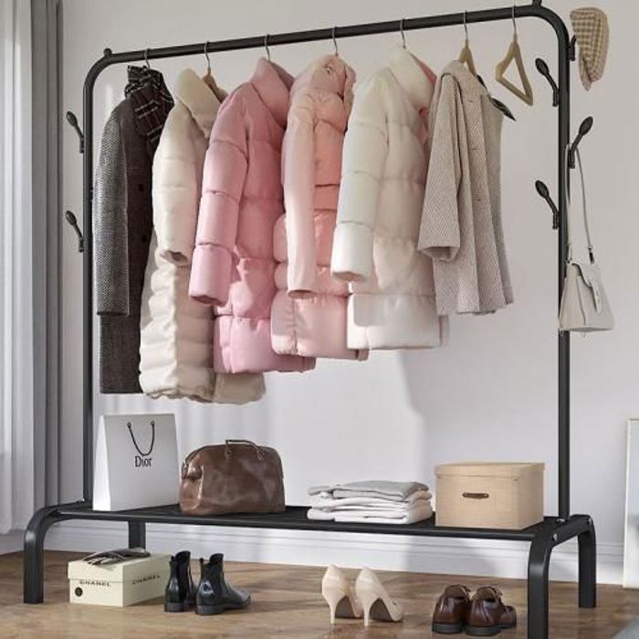 Porte-manteau Une Seul Cintre, Un Etages Avec crochets Pour Rangement Vêtements et Chaussures