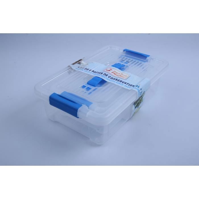 LOT 2 BOITES RECANGULAIRES AVEC POIGNEE 6 L+3 L TRANSPARENTES