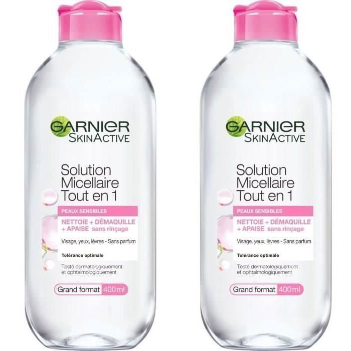 GARNIER SKINACTIVE – LOT DE 2 EAU MICELLAIRE POUR PEAUX SENSIBLES – 2×400 ML