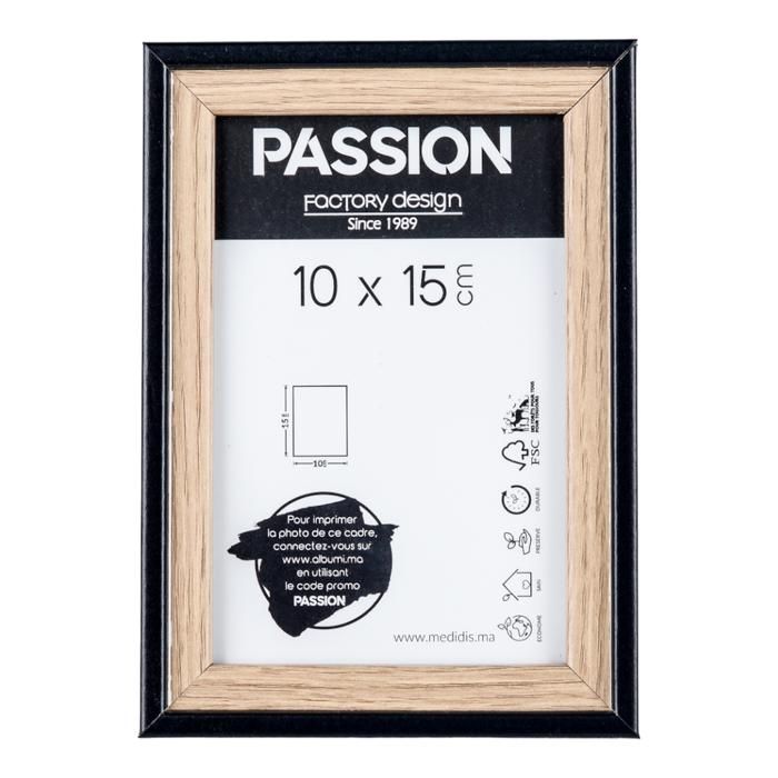 Cadre photo - PASSION - LEA - Bois naturel - 10x15 cm - Élégance chic