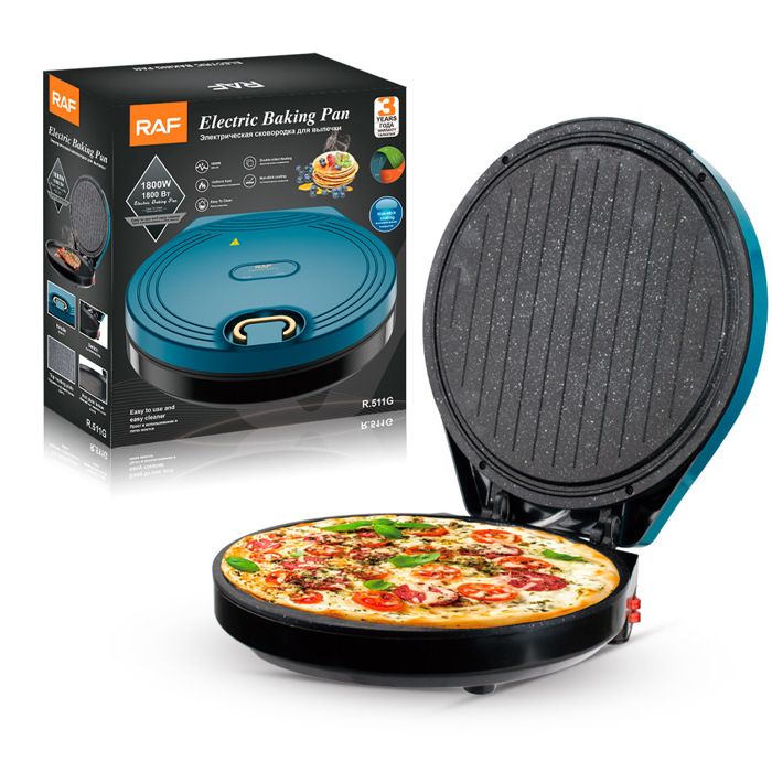 FOUR A PIZZA RAF Machine Moule pour faire des pizzas ou des crêpes au barbecue Electrique puissante 12 pouces 1800W
