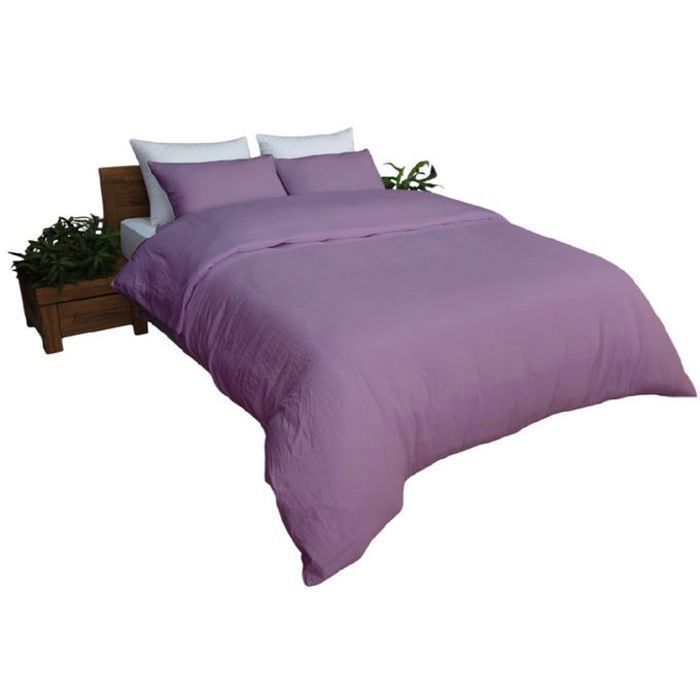 Housse de couette Violet + 1 Taie d’oreiller Antiallergique (1place) 160x220cm - Lit 90-120cm
