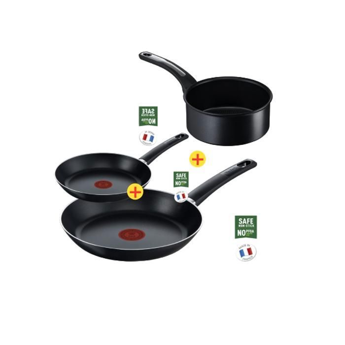 2 POELES 24CM & 28CM + CASSEROLE 20CM TEFAL