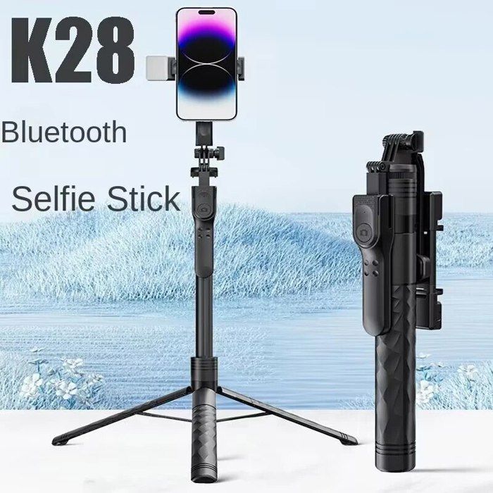 Trépied longue perche à Selfie sans fil avec LED, support de diffusion en direct pliable avec obturateur à distance pour Smartphones