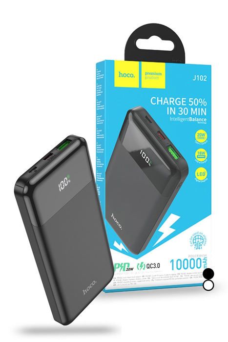 POWER BANK Hoco PD20W 10000mAh Banque d'alimentation QC3.0 Ultra Slim indicateur LED Charge rapide 50% sur 30min entrées USB-C Micro