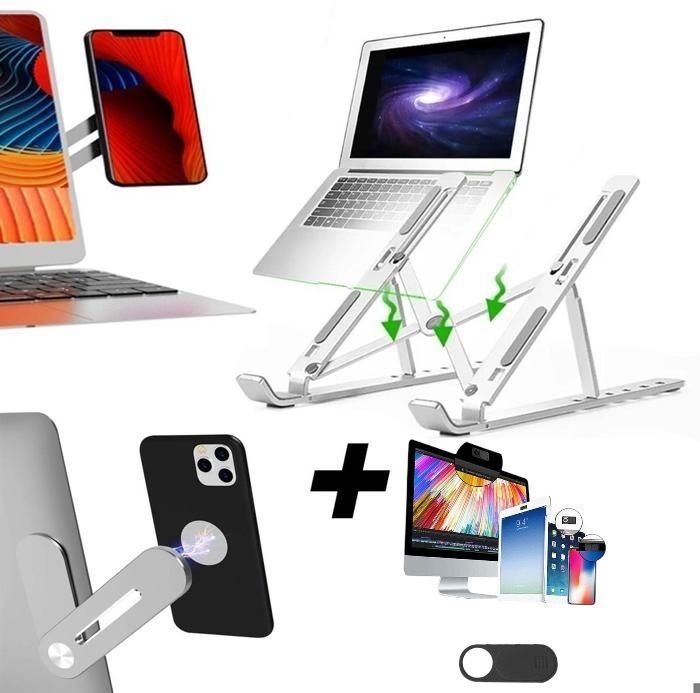PackPack Support multitâche de smartphone magnétique et Support pliable en Aluminium pour Macbook pour ordinateur Portable et tablet