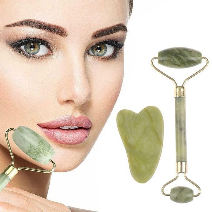 Rouleau de Jade Naturel – Massage Visage et Contour des Yeux