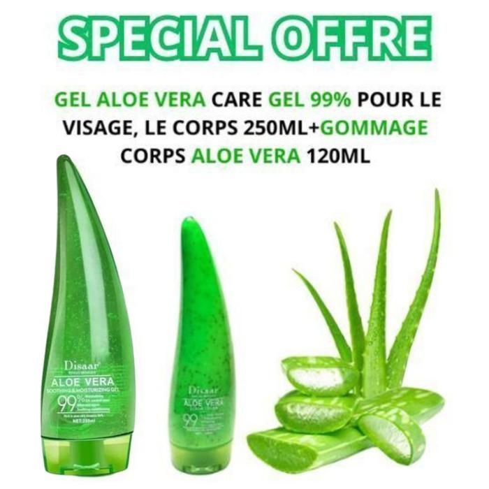 Disaar Pack Gel Aloe Vera Care Gel 99% 350ml + Gommage Corps Aloe vera 120ml