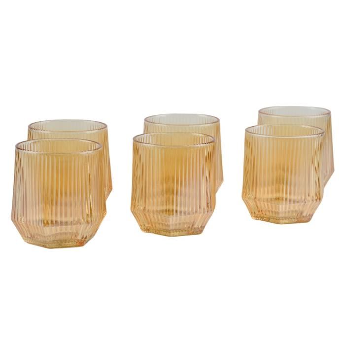 6 VERRES A EAU COUL MIEL 26CL FB L3501