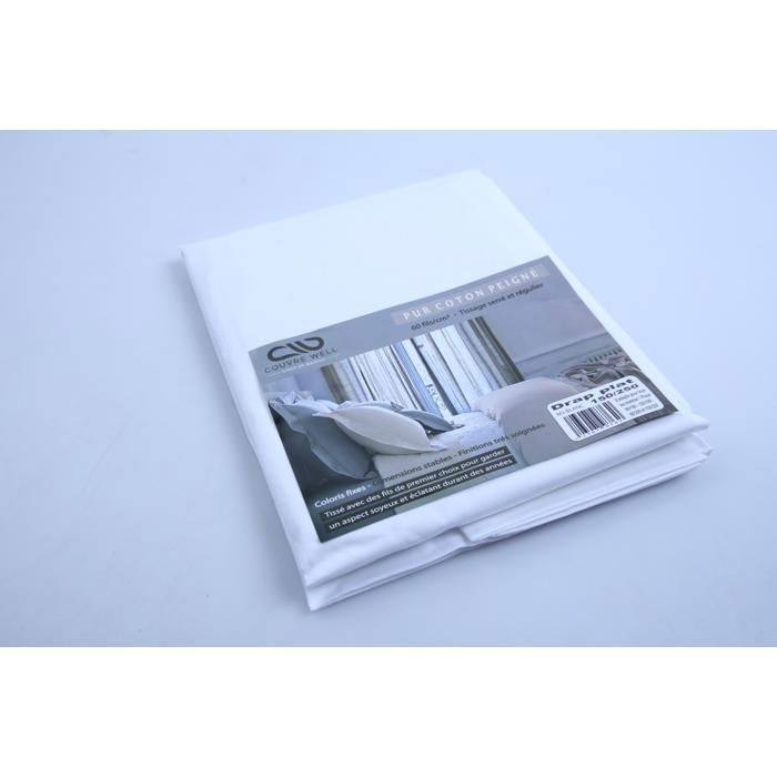 DRAP 100%COTON 1PLACE 150/250 BLANC