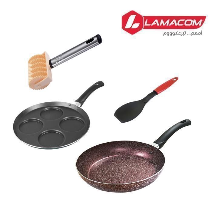 Pack de cuisine - LAMACOM - 4 en 1 - Poêle anti-adhésive - Crépière - Spatule 