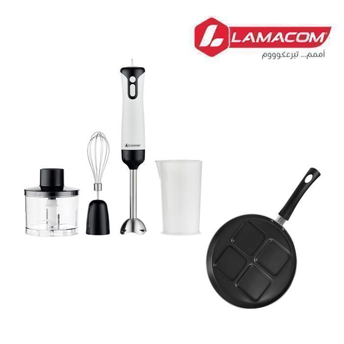 PACK LAMACOM MIXEUR PLONGEANT 3 en 1 + CREPIERE 4 MINI-CARRE EMERAUDE