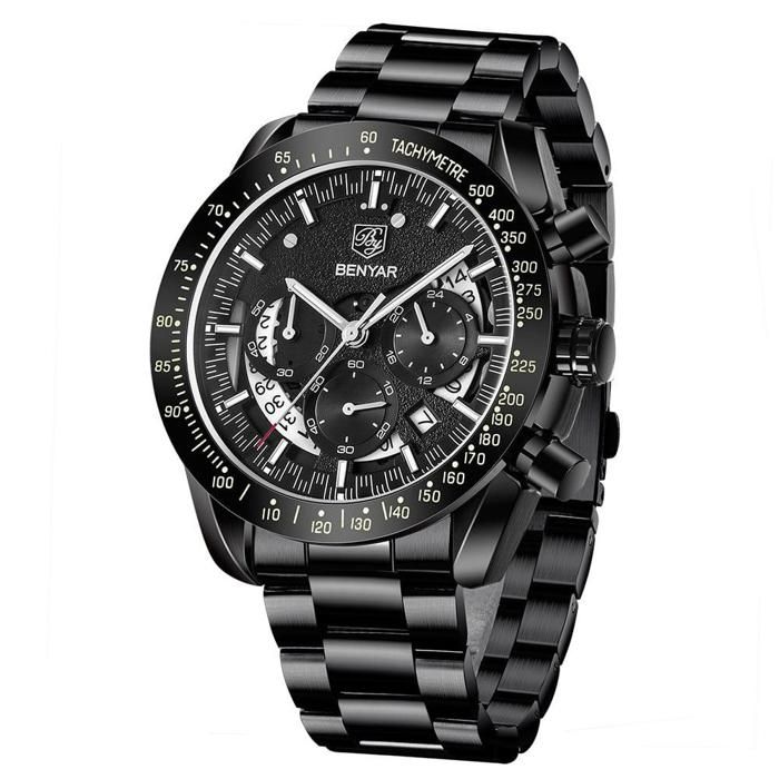 Benyar Montre Homme En Acier 100% Originale à Quartz Avec 2 Ans De Garantie