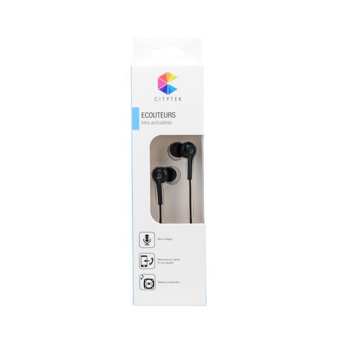 ECOUTEUR + MICRO 1,2M NOIR MF109298 CITYTEK