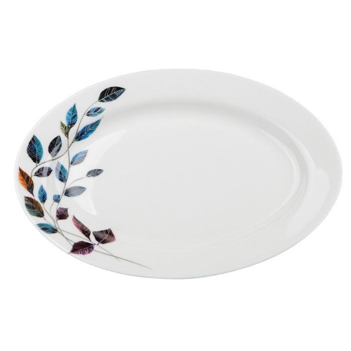 PLATE OVALE EN PORCELAINE DE 25 CM AVEC DÉCALQUE