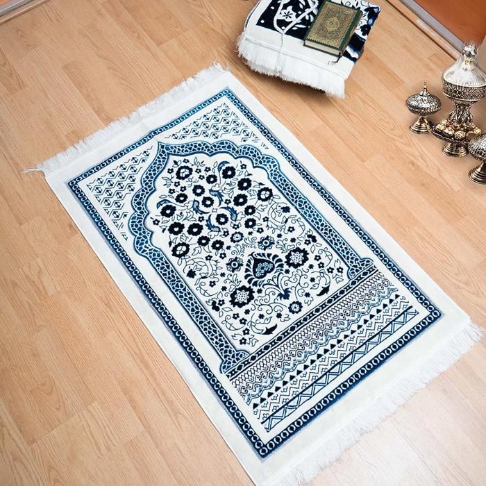 Al Tawba tapis de prière épais et doux - Bleu ciel