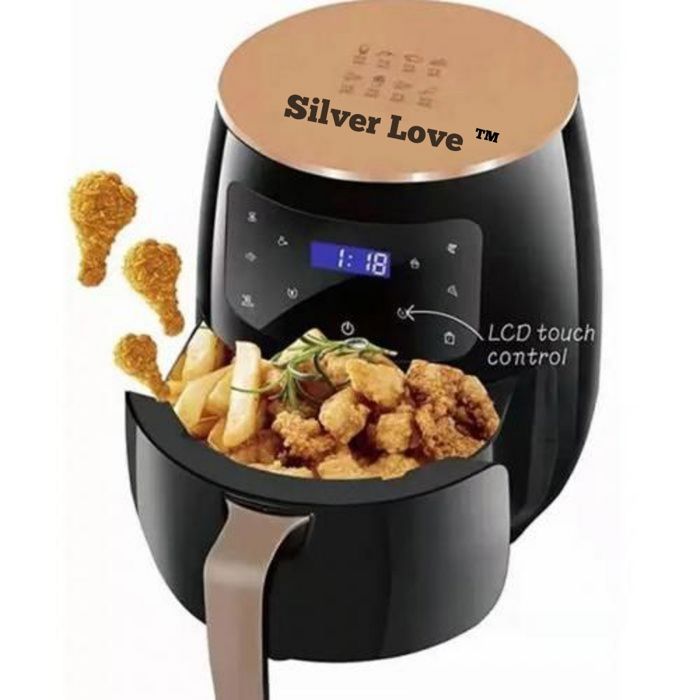 Silver Love Friteuse sans huile 2400W/6L fonctions tactiles, revêtement céramique Extra Large Capacity Air Fryer